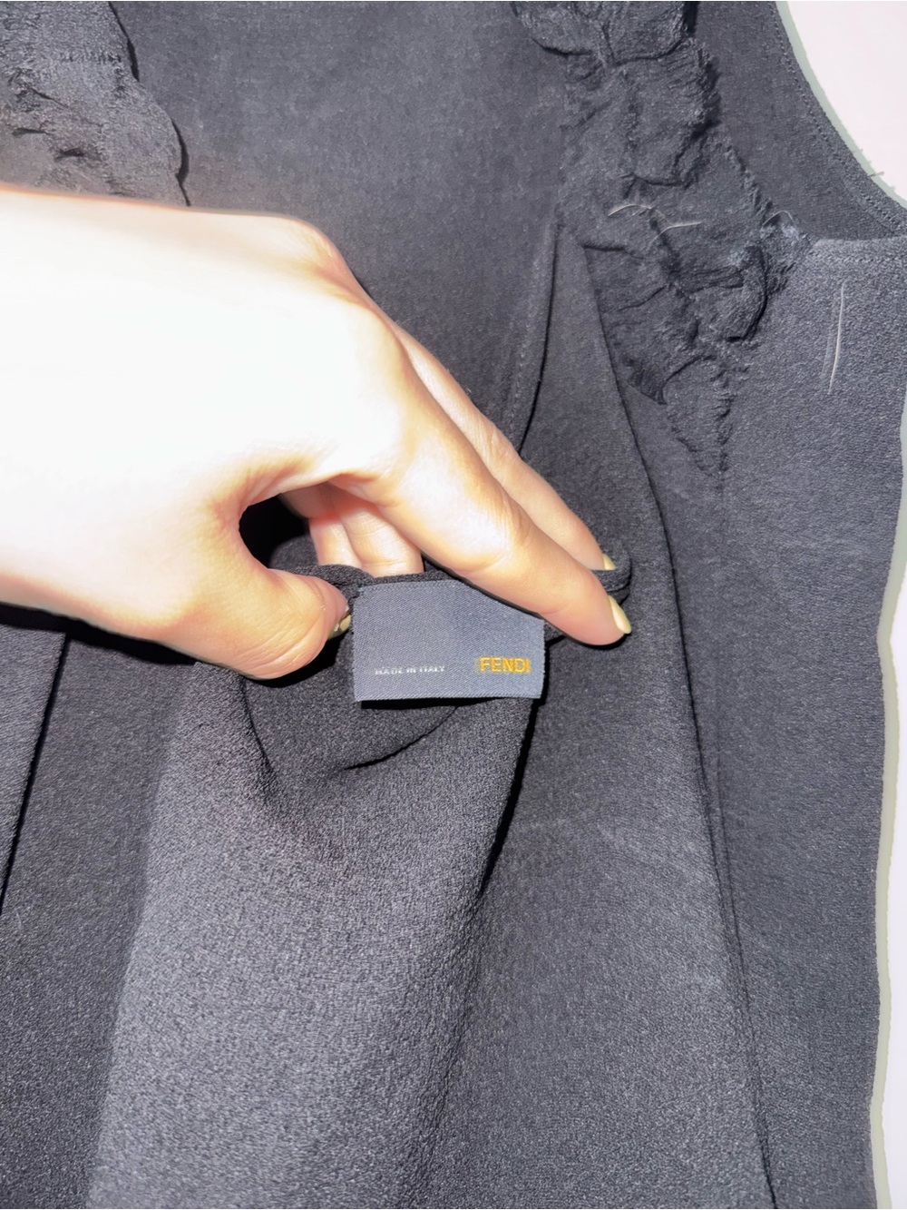 VINTAGE Fendi Black Tank with Sheer Ruffle Straps - Picture 6 of 9
